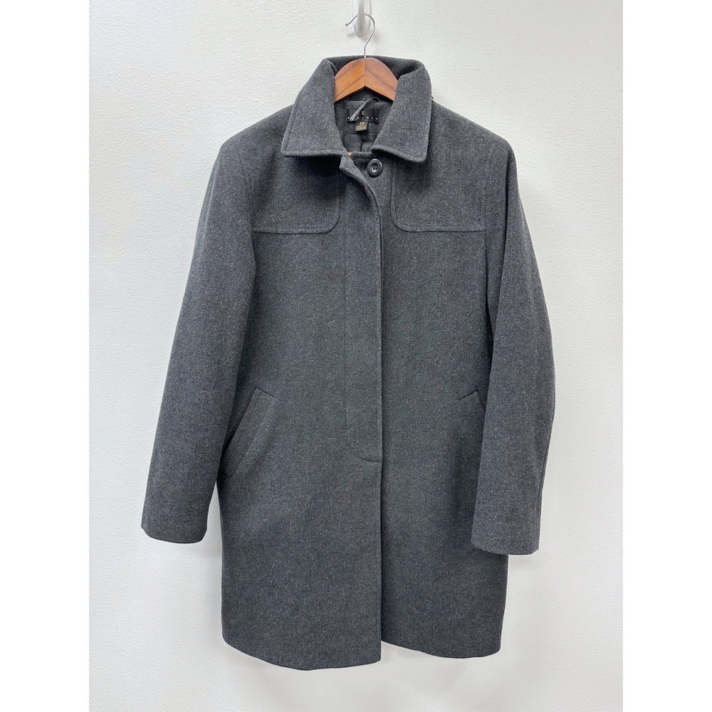 Regency Hidden Button Minimalist Pea Coat Charcoal Gray 10